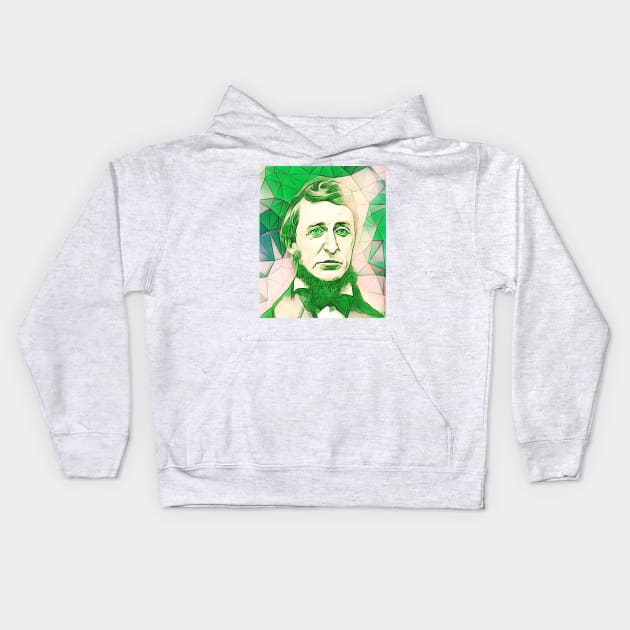 Ralph Waldo Emerson Green Portrait | Ralph Waldo Emerson Artwork 7 Kids Hoodie by JustLit